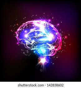 Abstract light human brain, vector illustration