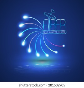 Abstract Light and line. Vector illustration. Can use for finer optic concept advertising. Fiber optic connection, business communication, network technology, can use for brochure and  infographic