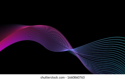 Abstract light line waves in dark background, modern abstract geometric shape background