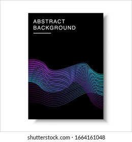 Olas de líneas claras abstractas en fondo oscuro para diseño de portada, afiche, volante o banner