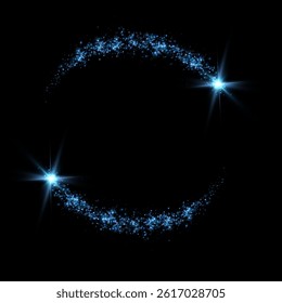Abstract light lines, blue circle effect on explosion background, comet, frame.