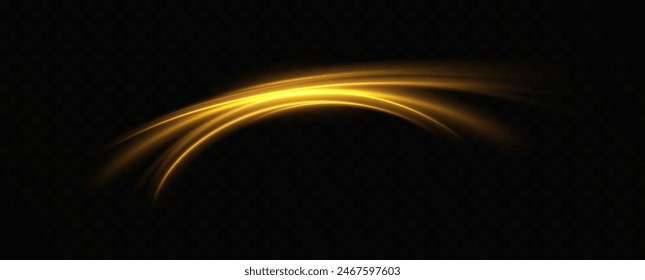 
Abstract light lines of high speed movement, golden colors. Neon glowing curves. Abstract movement. Neon yellow speed lines. Dynamic traces.