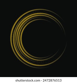 Abstract light lines of high speed motion with sparkles, golden colors. Glowing curve, speed line. Abstract movement. Dynamic traces.