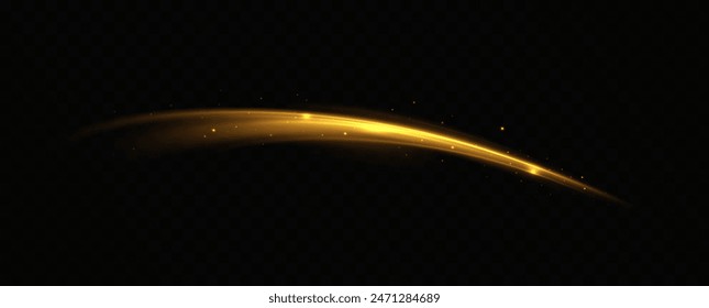 Abstract light lines of high-speed traffic, golden colors. Neon glowing curves. Abstract movement. Neon blue speed lines. Dynamic traces.	