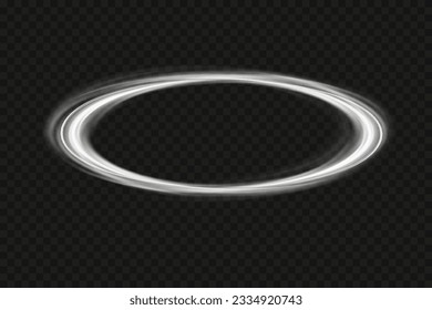 Líneas de luz abstractas de movimiento y velocidad con destellos de color blanco. Efecto luminoso diario. onda semicircular, giro de la curva de traza luminosa, faros de coche, png óptico de fibra incandescente.