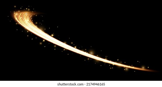 Abstract light lines of movement and speed with white color glitters. Light everyday glowing effect. semicircular wave, light trail curve swirl, car headlights, incandescent optical fiber png.
