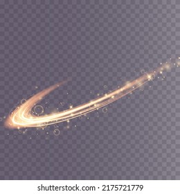 Abstract light lines of movement and speed with white color glitters. Light everyday glowing effect. semicircular wave, light trail curve swirl, car headlights, incandescent optical fiber png.
