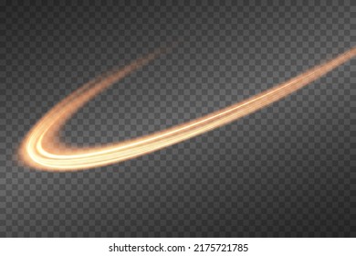 Abstract light lines of movement and speed with white color glitters. Light everyday glowing effect. semicircular wave, light trail curve swirl, car headlights, incandescent optical fiber png.
