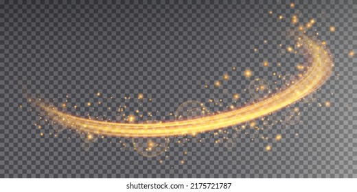 Abstract light lines of movement and speed with white color glitters. Light everyday glowing effect. semicircular wave, light trail curve swirl, car headlights, incandescent optical fiber png.
