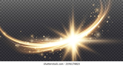 Abstract light lines of movement and speed with white color glitters. Light everyday glowing effect. semicircular wave, light trail curve swirl, car headlights, incandescent optical fiber png.
