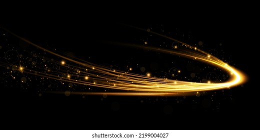 Abstract light lines of movement and speed with white color glitters. Light everyday glowing effect. semicircular wave, light trail curve swirl, car headlights, incandescent optical fiber png.
