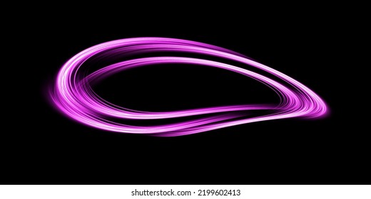 Abstract light lines of movement and speed with purple color sparkles. Light everyday glowing effect. semicircular wave, light trail curve swirl, car headlights, incandescent optical fiber png.
