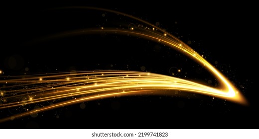 Abstract light lines of movement and speed with white color glitters. Light everyday glowing effect. semicircular wave, light trail curve swirl, car headlights, incandescent optical fiber png.
