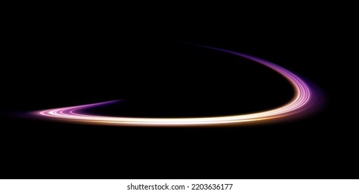 Abstract light lines of movement and speed with white color glitters. Light everyday glowing effect. semicircular wave, light trail curve swirl, car headlights, incandescent optical fiber png.
