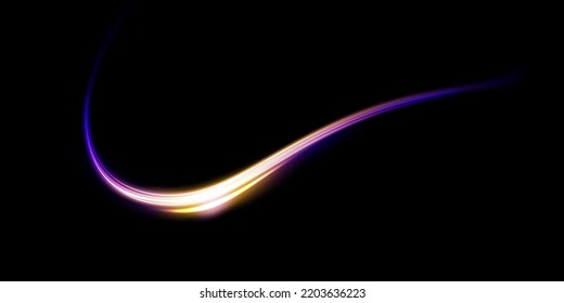 Abstract light lines of movement and speed with white color glitters. Light everyday glowing effect. semicircular wave, light trail curve swirl, car headlights, incandescent optical fiber png.
