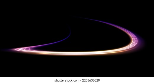 Abstract light lines of movement and speed with white color glitters. Light everyday glowing effect. semicircular wave, light trail curve swirl, car headlights, incandescent optical fiber png.

