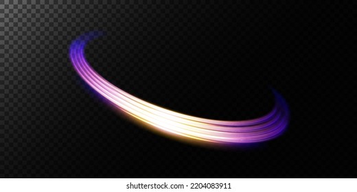 Abstract light lines of movement and speed with white color glitters. Light everyday glowing effect. semicircular wave, light trail curve swirl, car headlights, incandescent optical fiber png.
