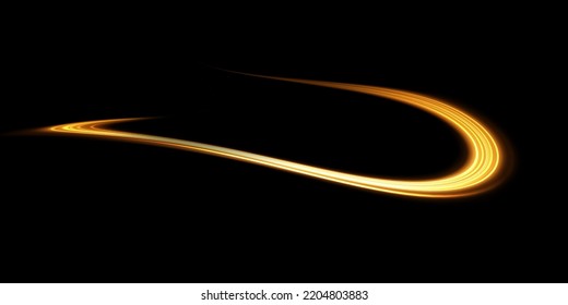 Abstract light lines of movement and speed with white color glitters. Light everyday glowing effect. semicircular wave, light trail curve swirl, car headlights, incandescent optical fiber png.
