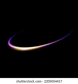 Abstract light lines of movement and speed with white color glitters. Light everyday glowing effect. semicircular wave, light trail curve swirl, car headlights, incandescent optical fiber.

