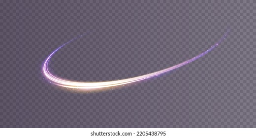 Abstract light lines of movement and speed with white color glitters. Light everyday glowing effect. semicircular wave, light trail curve swirl, car headlights, incandescent optical fiber png.
