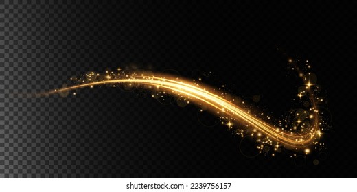 Abstract light lines of movement and speed with white color glitters. Light everyday glowing effect. semicircular wave, light trail curve swirl, car headlights, incandescent optical fiber png.
