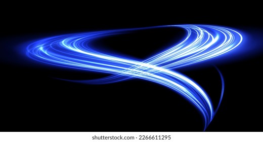 Abstract light lines of movement and speed. light blue ellipse. Glitter Galaxy. Glowing podium. Space tunnel. Light everyday glowing effect. semicircular wave, light vortex wake. Bright spiral.
