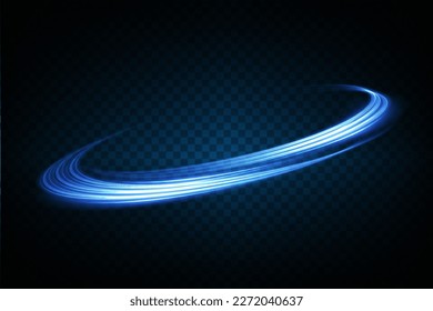 Abstrakte Lichtlinien von Bewegung und Geschwindigkeit. Lichtellipse. Galaxy Glint. Glühendes Podium. Weltraumtunnel. Heller, alltäglicher Lichteffekt. halbkreisförmige Welle, Lichtspurkurve wirl. Helle Spirale. 