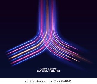 Abstract light lines of movement and speed with purple color sparkles. Laser beams luminous abstract sparkling isolated on a transparent background. Abstract neon color glowing lines background.