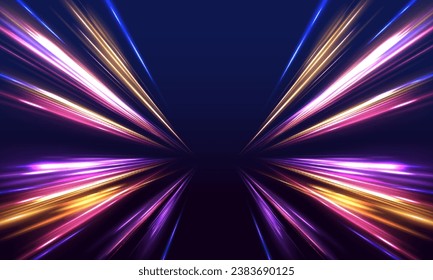 Abstract light lines of movement and speed in neon color. Speed dynamic background with rectangular shapes in motion forming texture, sport background.	
