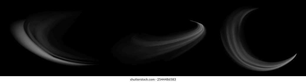 Abstract light lines of movement and speed with white color and sparkles. Light everyday glowing effect. semicircular wave, light trail curve swirl, optical fiber incandescent