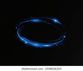 Abstract light lines of movement and speed in blue. Neon lines of blue speed. Dynamic traces of light movement. Light wave of the trace, line of the trace.