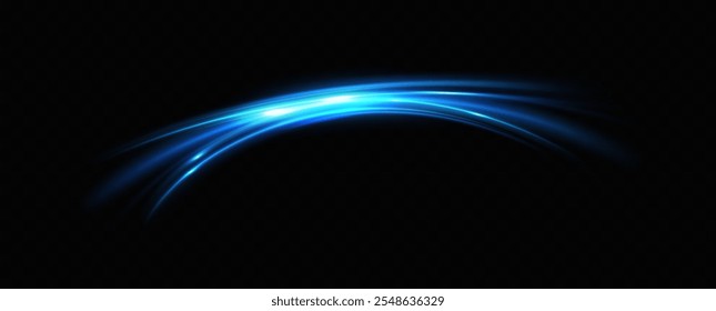 Abstract light lines of movement and speed in blue. Neon lines of blue speed. Dynamic traces of light movement. Light wave of the trace, line of the trace.