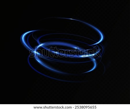 Abstract light lines of movement and speed in blue. Neon lines of blue speed. Dynamic traces of light movement. Light wave of the trace, line of the trace.
