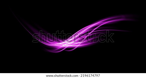 Abstract light lines of movement and speed with\
purple color sparkles. Light everyday glowing effect. semicircular\
wave, light trail curve swirl, car headlights, incandescent optical\
fiber png.\
