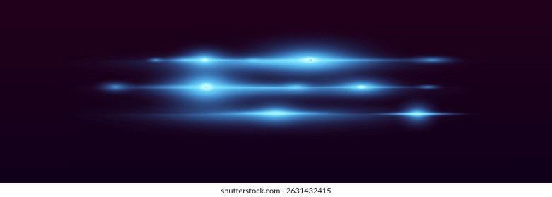 Abstract light lines and neon horizontal light streaks.Vector.