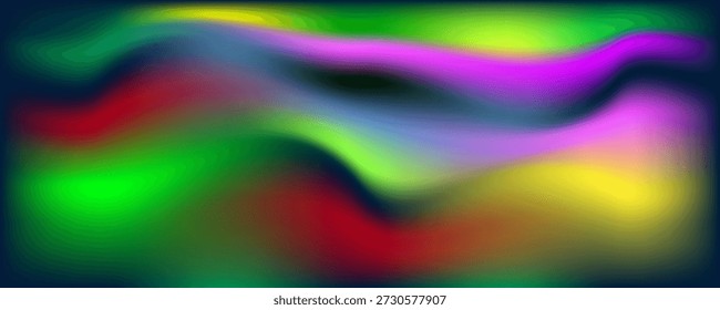 Líneas de luz Abstractas sobre fondo fluido de gradiente vibrante. Patrón borroso colorido