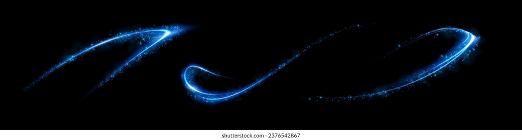 Abstract light lines of speed movement, blue colors. Light everyday glowing effect. semicircular wave, light trail curve swirl, optical fiber incandescent png. EPS10	