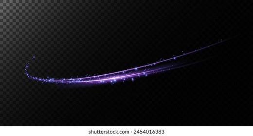 Abstract light lines of speed movement, blue colors. Light everyday glowing effect. semicircular wave, light trail curve swirl, optical fiber incandescent png. EPS10	