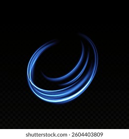 Abstract light lines of speed movement, blue colors. Light glowing effect. circular, light trail curve swirl,	