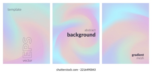 Abstract light liquid background. Variation set. Color blend. Blurred fluid texture. Soft gradient mesh. Modern template for posters, ad banners, brochures, flyers, covers, websites. EPS vector image