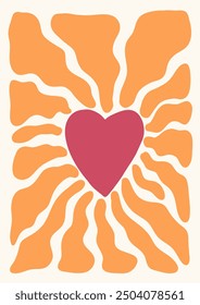 Abstract light love shape poster. Hand drawn heart infantile style. Organic doodle shapes matisse style, naive art, contemporary backgrounds. Heart vector illustration