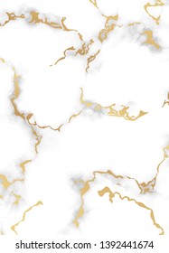 Abstract light marble texture with golden streaks.