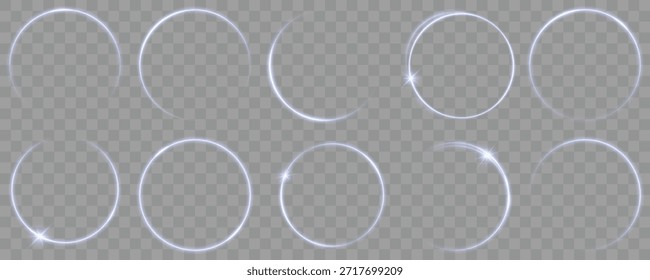 Abstrakter heller Neonhintergrund. Abstraktion Essen einzeln. Blauer glänzender Glitter. Leuchtendes blaues Licht Ringe und Wege Vektor Set Technologischer Hintergrund. Vektorgrafik. 3D-Licht. Weltraumtunnel.