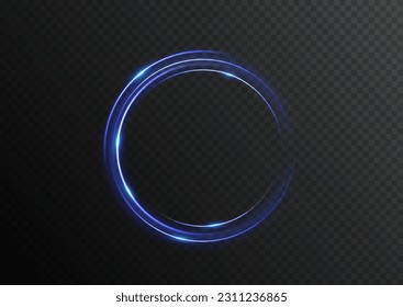 Abstract light neon background. luminous circle. Luminous spiral cover. Wake wave, fire path trail line and swirl effect curve. Food isolated. space tunnel. Ellipse shimmery color. Blue shiny glitter.