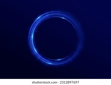 Abstract light neon background. luminous circle. Luminous spiral cover. Wake wave, fire path trail line and swirl effect curve. Food isolated. space tunnel. Ellipse shimmery color. Blue shiny glitter.