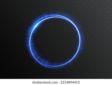 Abstrakter heller neonaler Hintergrund. Leuchtkreis. Leuchtende Spiraldecke. Weckwelle, Brandpfad und Schwenk-Effekt-Kurve. Essen einzeln. Weltraumtunnel. Ellipse schimmernde Farbe. Blau glänzt.