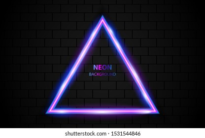 Abstract light neon effect on dark wall background. Retro and vintage style vector design template concept for use frame, message text, banner advertising