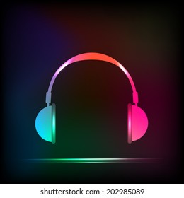 Abstract Light neon Headphones, easy all editable