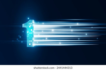 Abstract Light Number 1 of technology background Hitech communication concept innovation background vector design. 