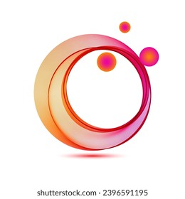 Abstract light orange background with pink round wave, round frame on white background